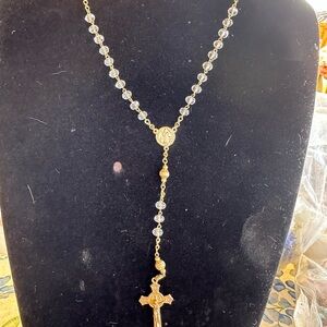 Elegant Gold and crystal Rosary Necklace